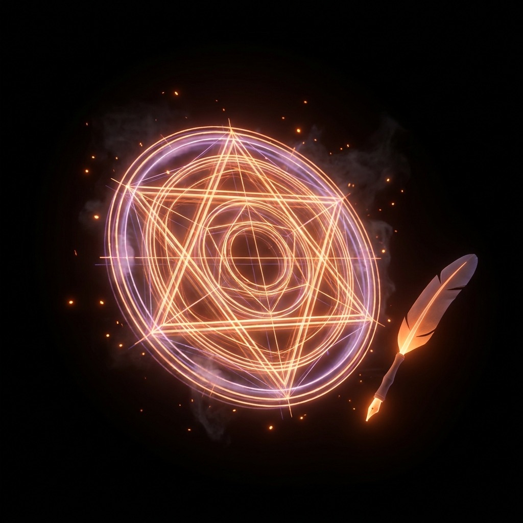 A glowing rune blueprint circle