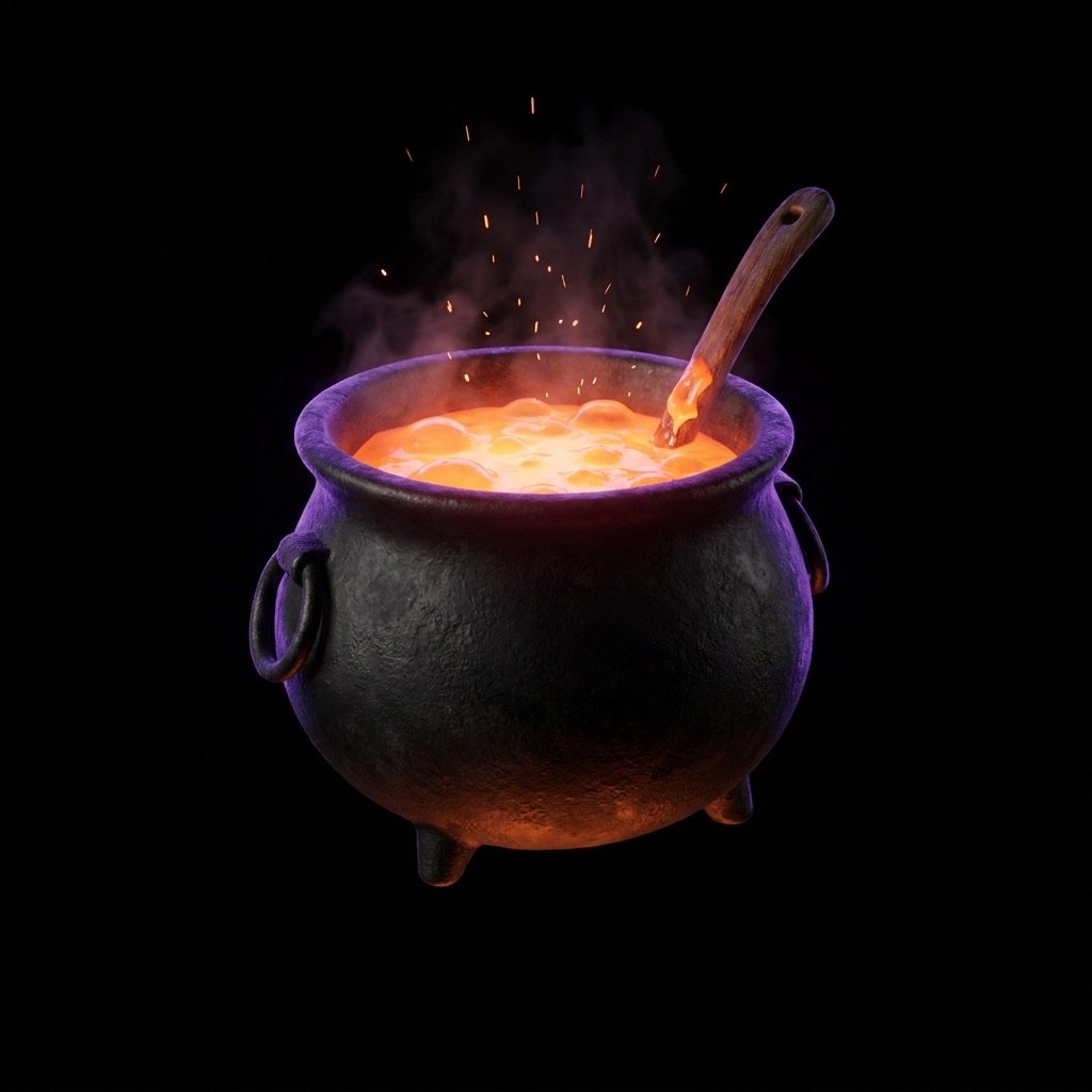 A bubbling cauldron